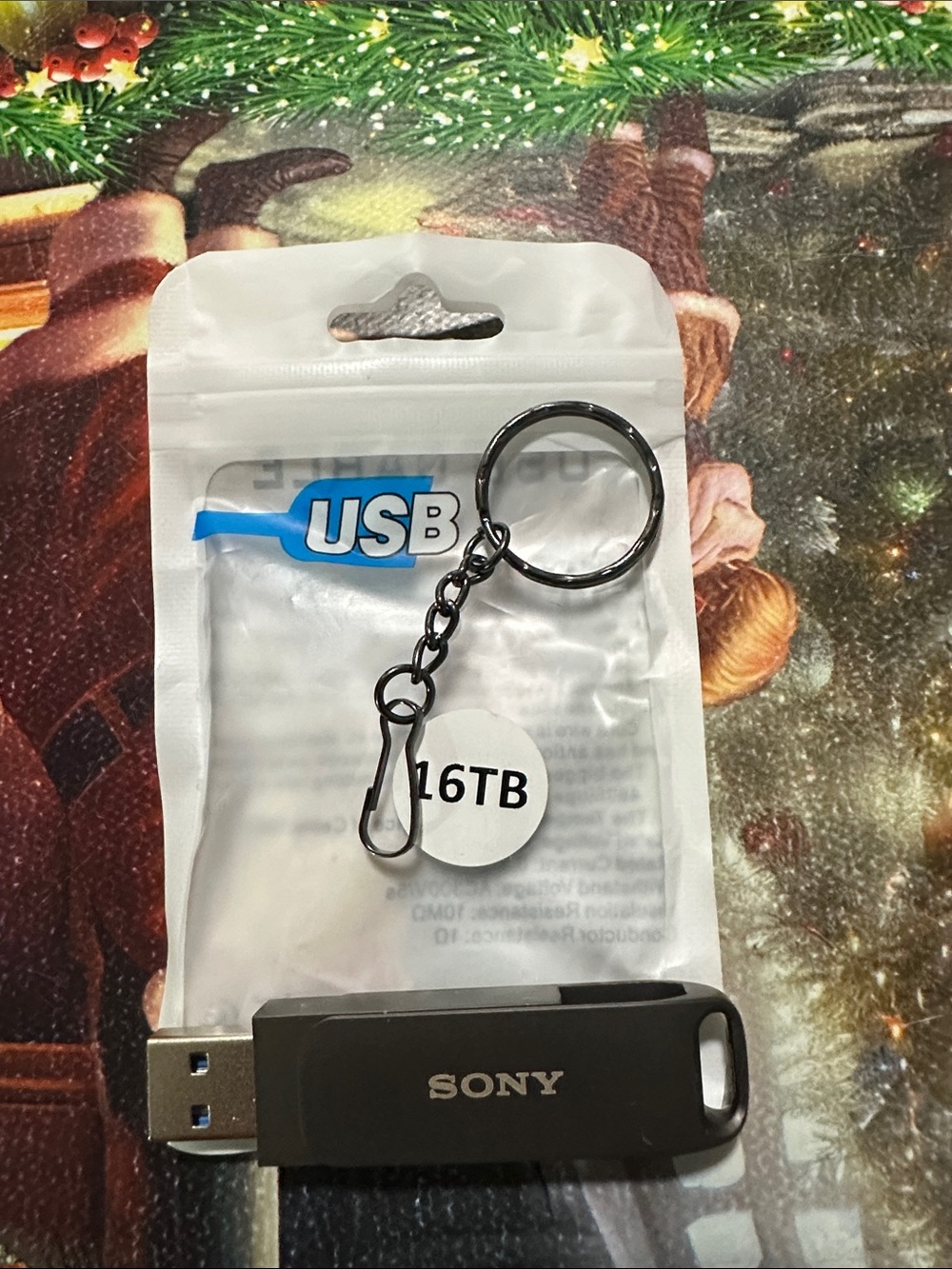 Sony Black USB Flash Drive with Keychain